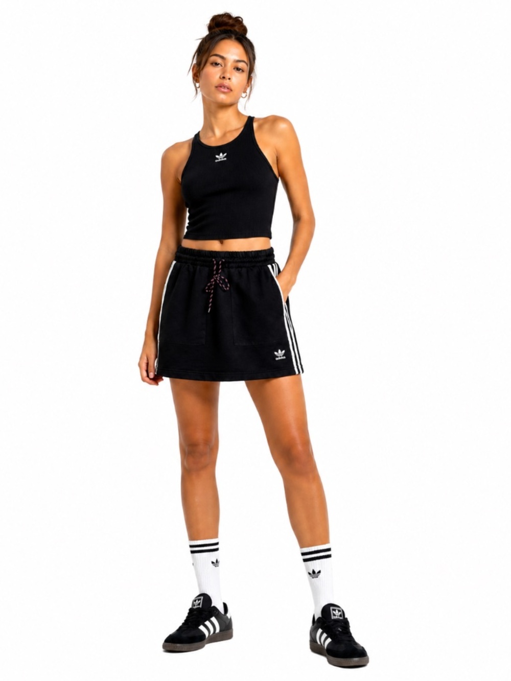 adidas Black Skirt with White Side Stripes & Trefoil Logo – Size Small EUC
